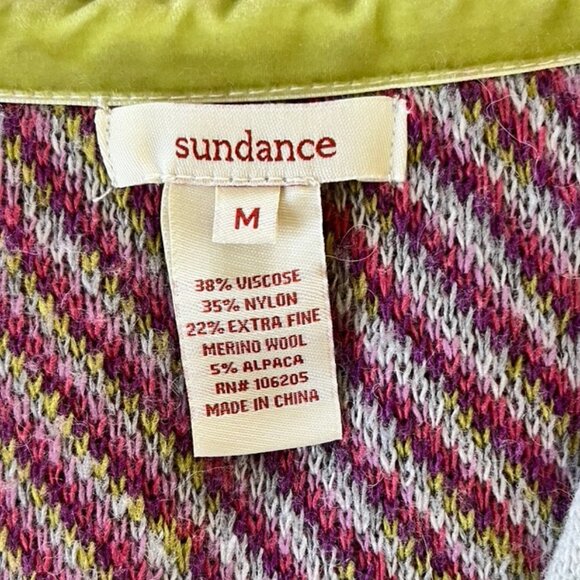 Sundance Grey and Purple Flowered Long Wool & Alpaca Sweater Coat, M - Picture 7 of 7